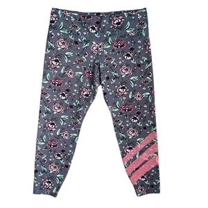 OLD Navy Women's Mid Rise Active Athletic Leggings GPX Grey Floral Print  Sz Lg
